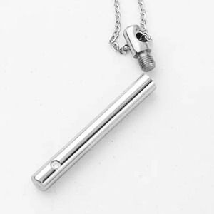 Pendant Urn necklace w/ Cubic Zirconia Diamond Store ashes, snuff, powders ect.